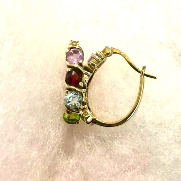 Ross-Simons Vermeil Gold Plated Sterling Silver Multi Gem Stone Hoop Earrings - Picture 8 of 12
